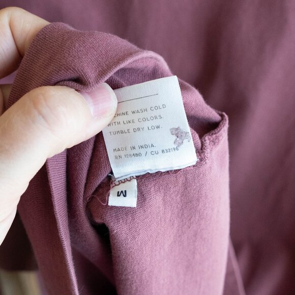 Pact Shirt Men's Sz M Marsala 100% Organic Cotton Crewneck Raglan Long Sleeves - Picture 6 of 6